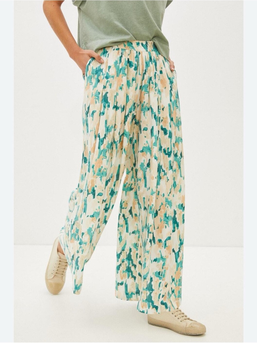 Anthropologie Maeve Gabriela Wide-Leg Pants Size L - Picture 3 of 15